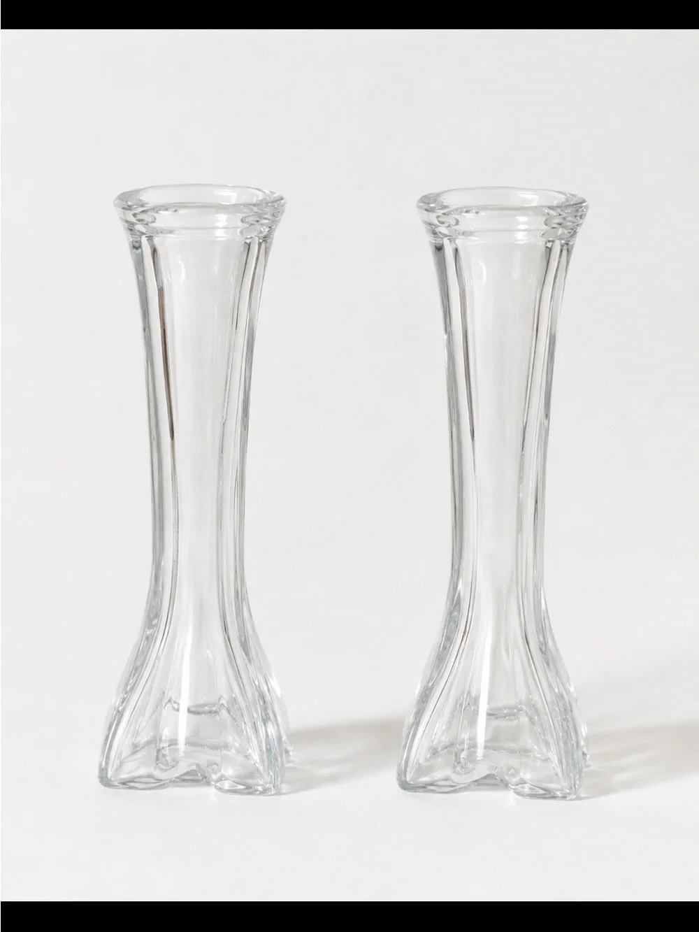 Vintage glass Clear Glass Bud Vases - Pair